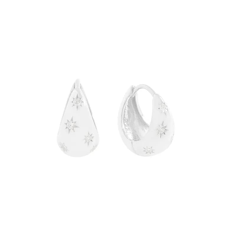 Teardrop Starburst Earrings in Silver — Sterling silver