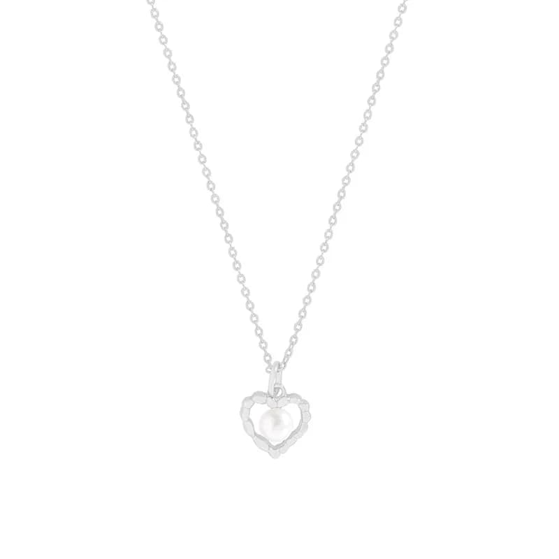 Textured Heart Pendant Necklace in Platinum — Sterling silver