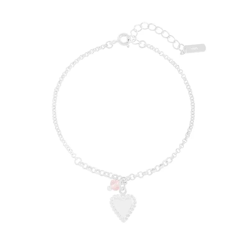 Pavé Heart Charm Bracelet in Silver — Sterling silver
