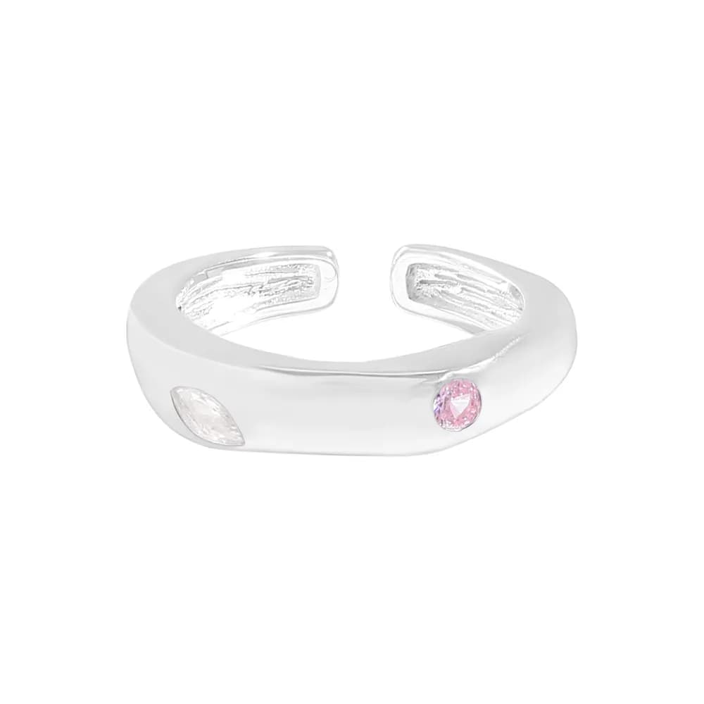 Dual-Stone Open Ring in Silver — Sterling silver
