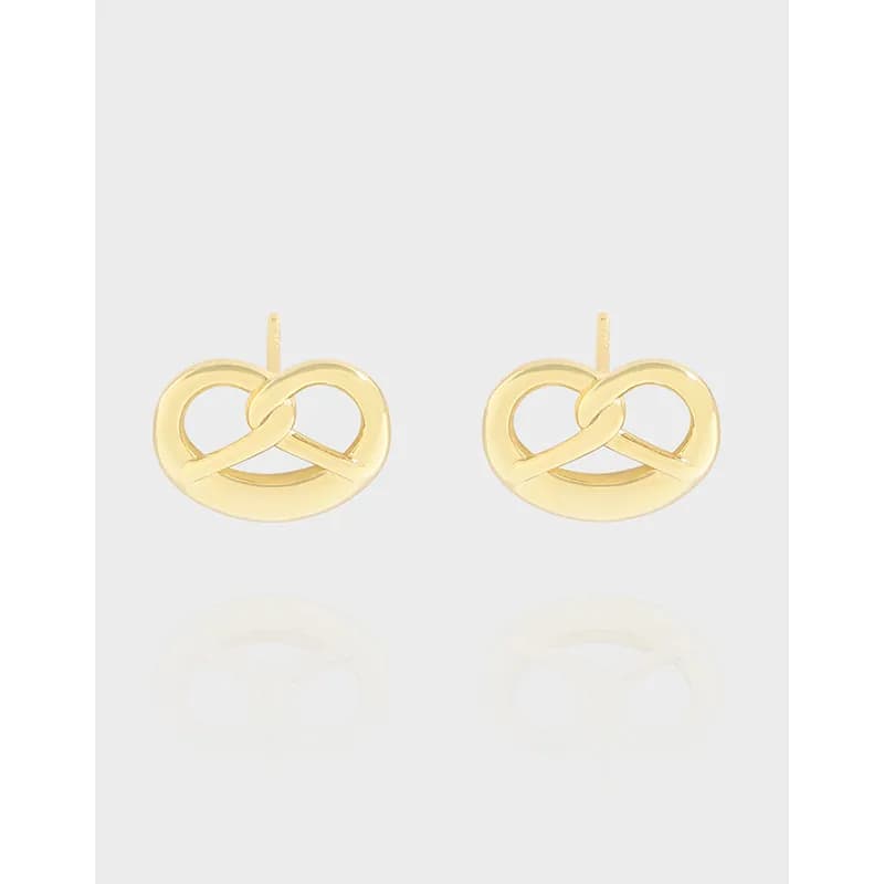 Polished sterling silver interlocking knot stud earrings with posts
