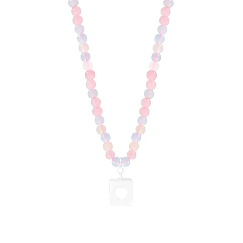 Pastel Bead Necklace in Silver — Sterling silver