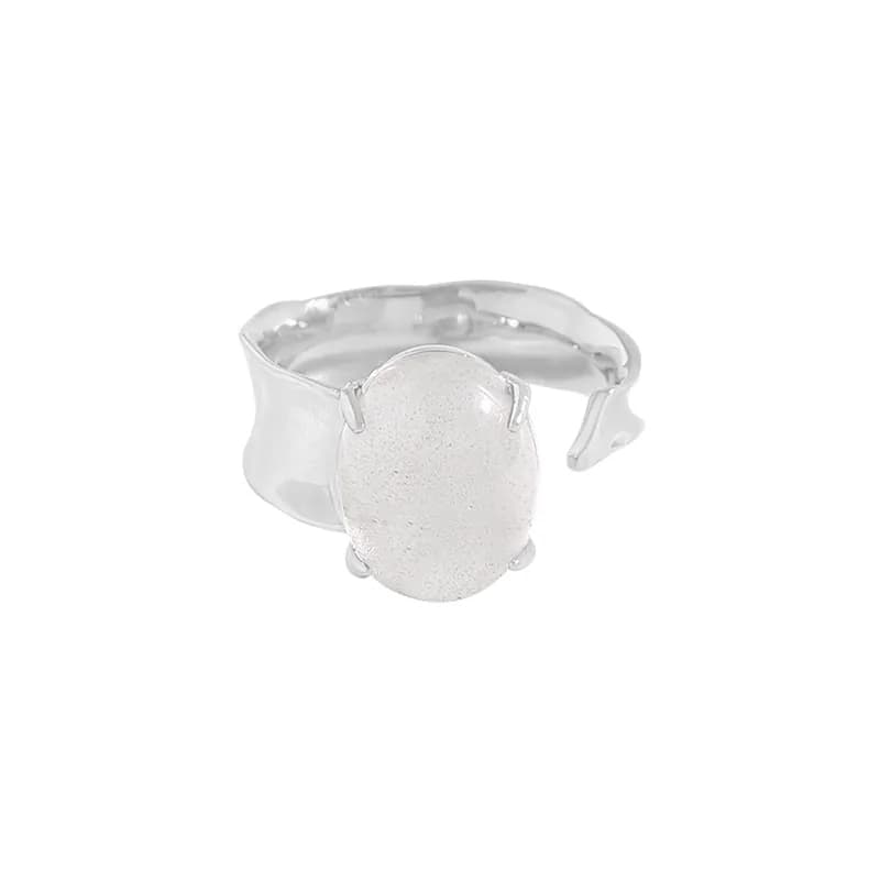Oval Textured Ring in Platinum — Sterling silver