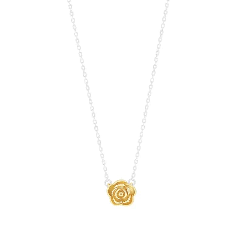 Rose Pendant Necklace in Gold — Sterling silver