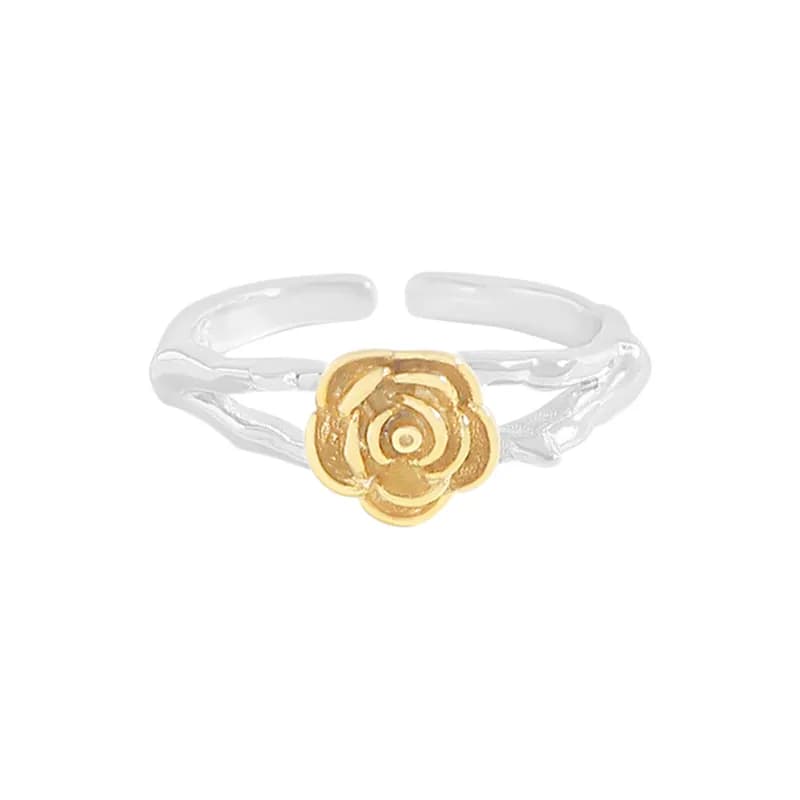 Two-Tone Rose Ring in 18k Gold — Sterling silver