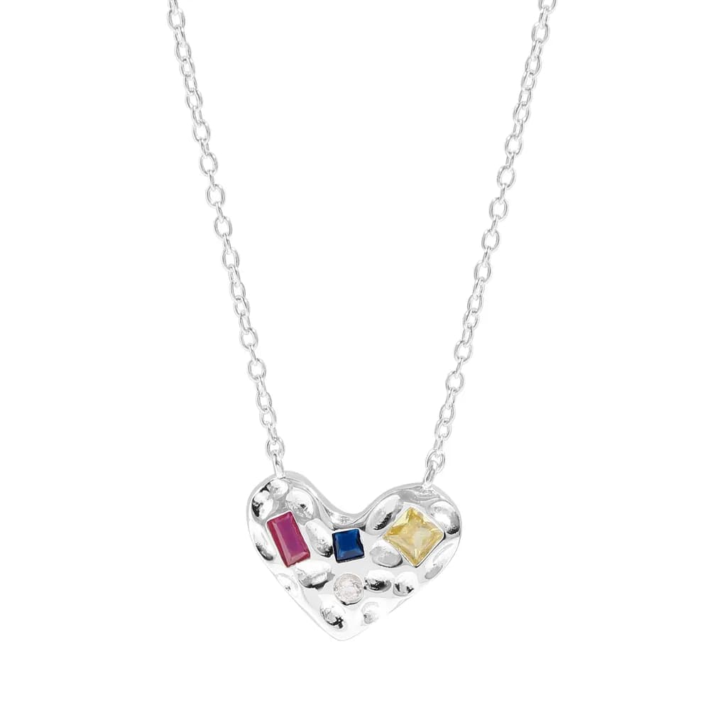 Gemstone Heart Pendant in Silver — Sterling silver
