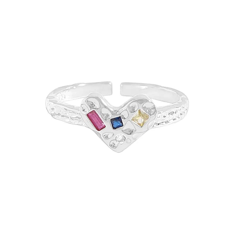 Heart Gemstone Ring in Silver — Sterling silver