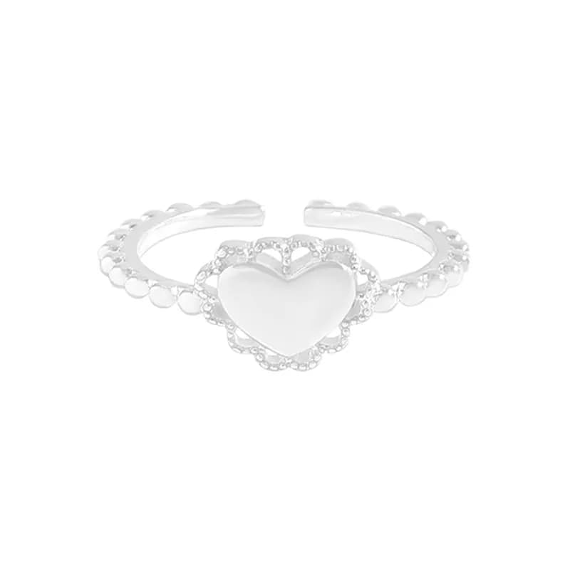 Heart Halo Ring in Silver I — Sterling silver