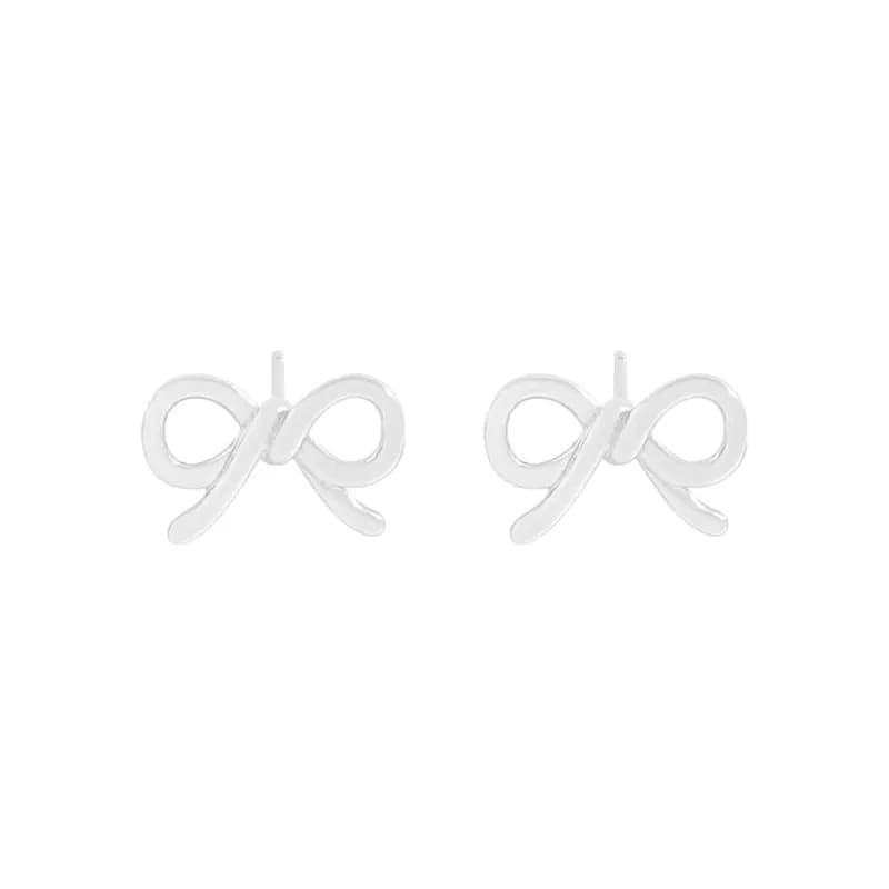 Ribbon Bow Earrings in Silver — Sterling silver