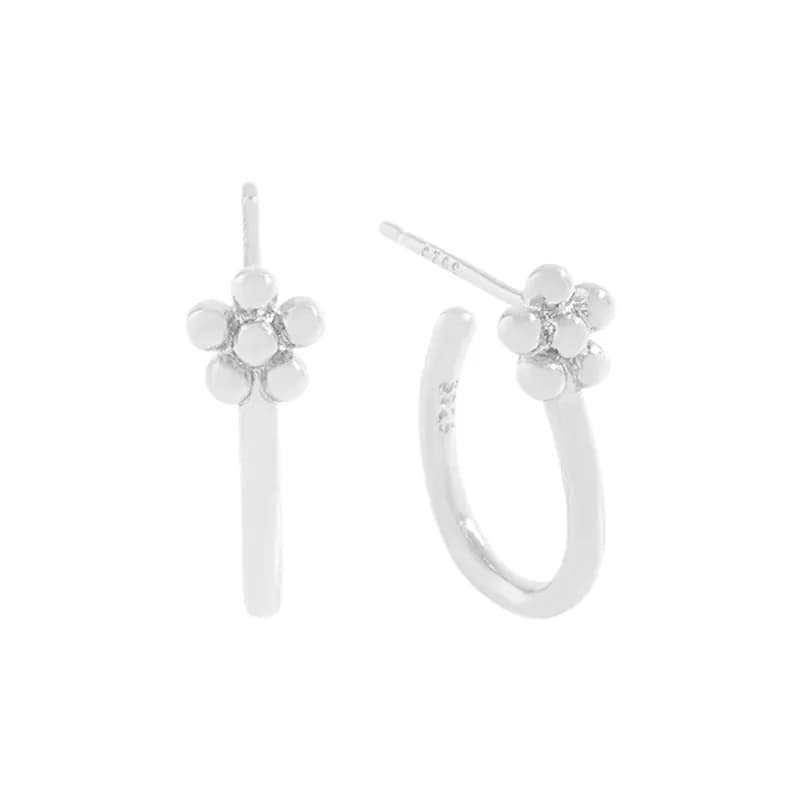 Floral Hoop Earrings in Silver — Sterling silver