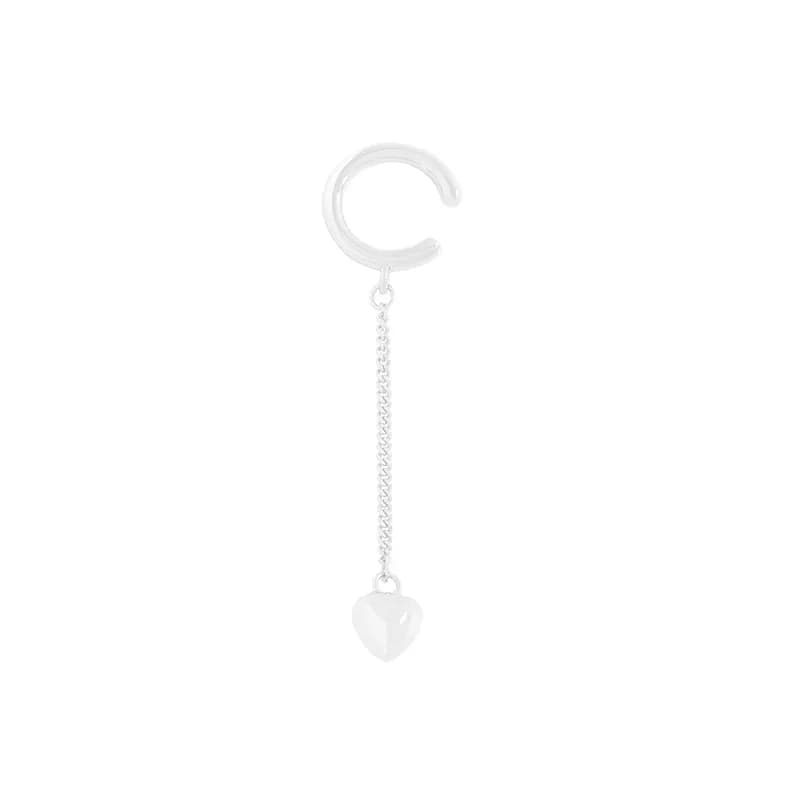 Chain Heart Hoop Earrings in Silver — Sterling silver