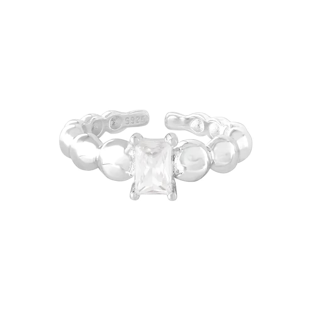 Bubble Bead Ring in White — Sterling silver