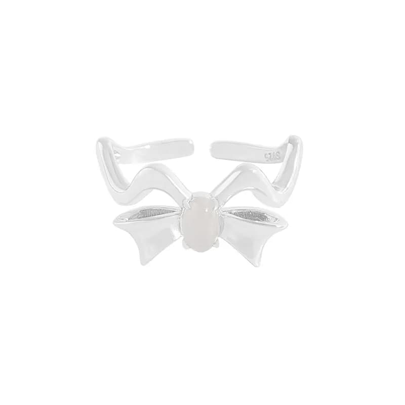 Winged Bow Ring in White — Sterling silver