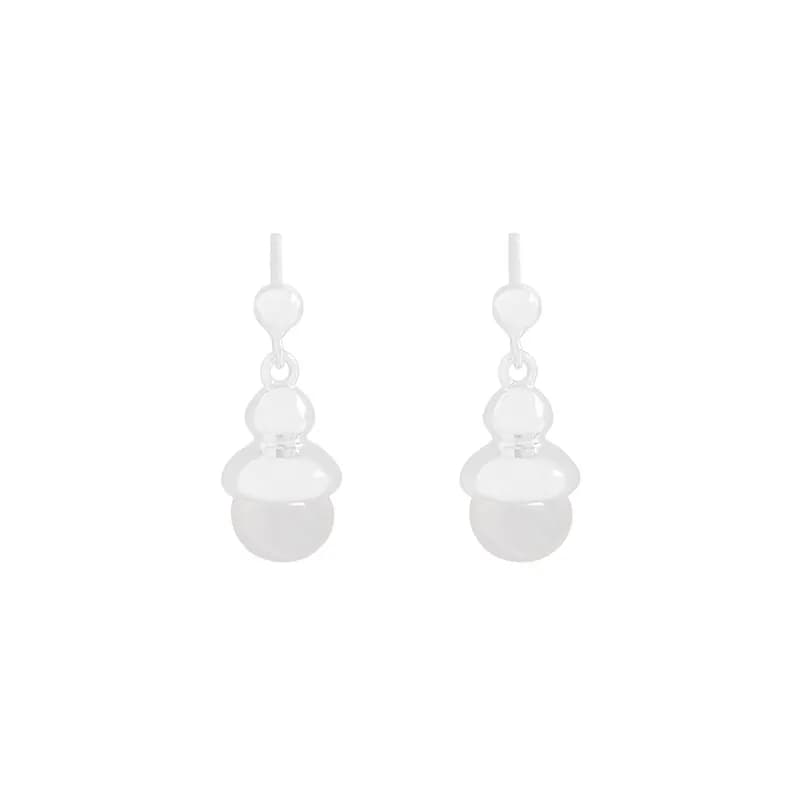 Stacked Ball Drop Earrings in White Agate — Sterling silver