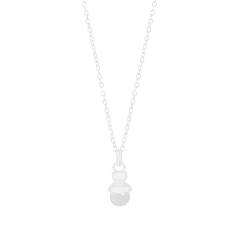 Stacked Bead Pendant Necklace in White — Sterling silver