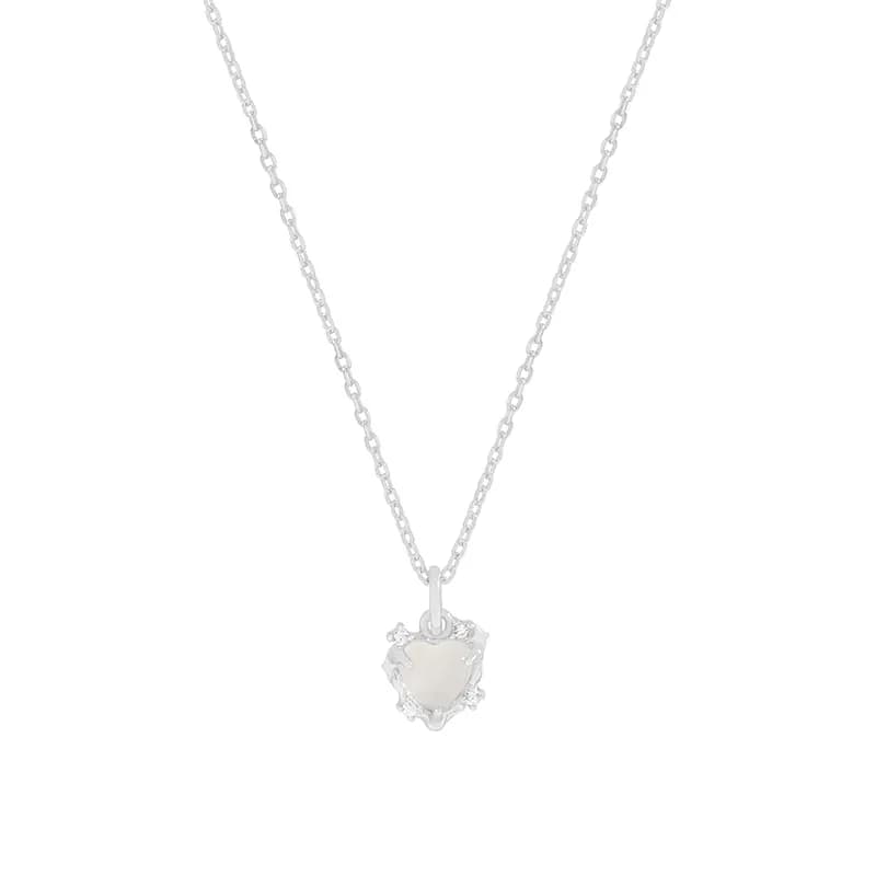 Pearl Heart Pendant Necklace in Platinum — Sterling silver