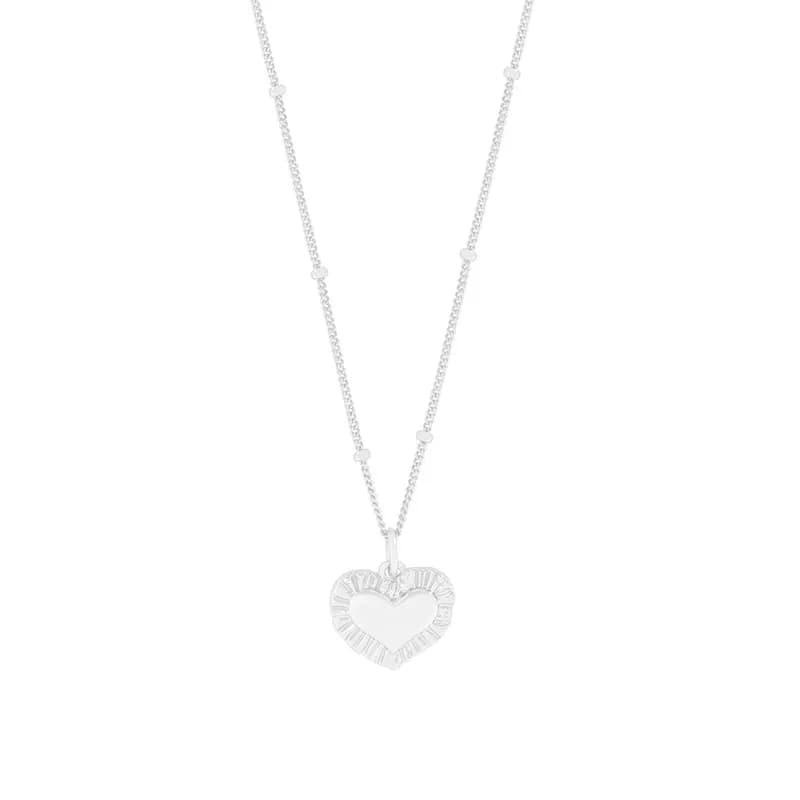 Textured Heart Pendant Necklace in Silver — Sterling silver