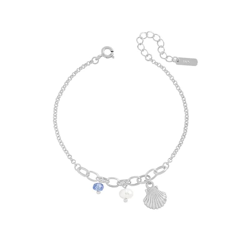 Shell Charm Bracelet in Platinum — Sterling silver