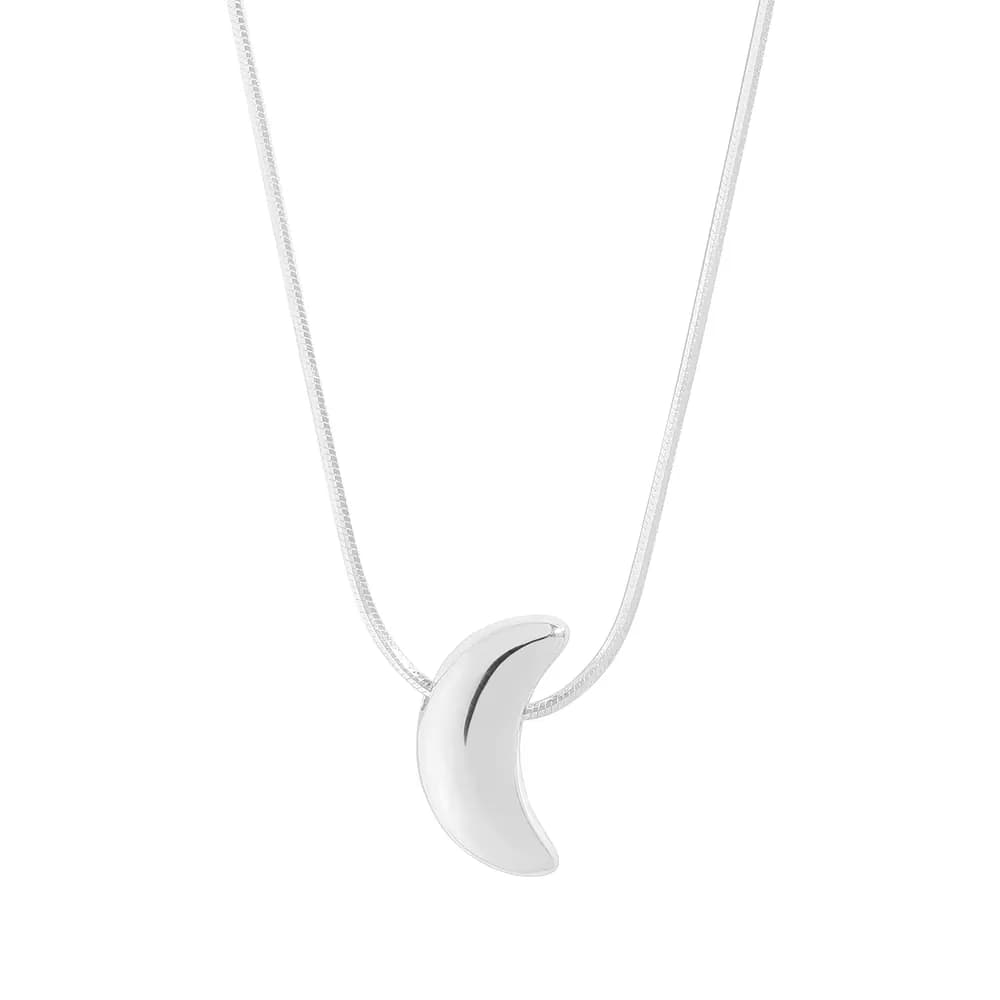 Moon Crescent Pendant Necklace in Silver — Sterling silver