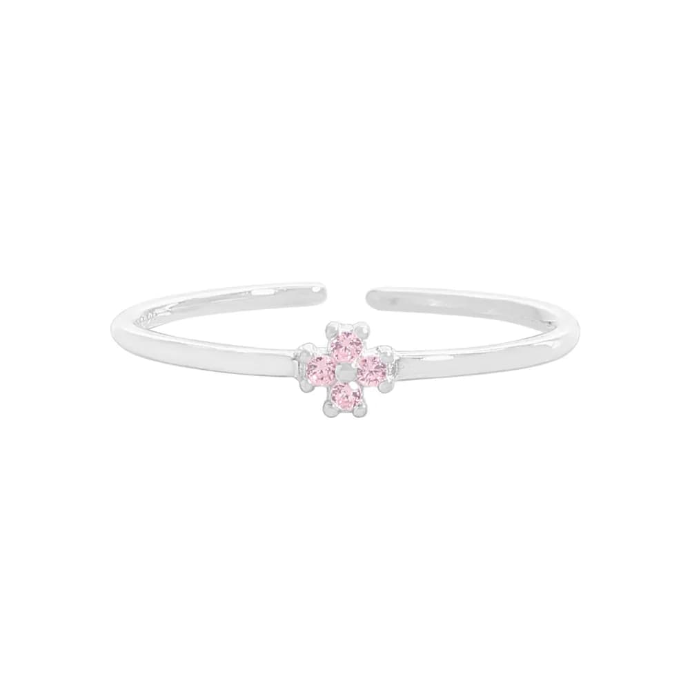 Flower Cluster Ring - Open Band in Pink — Sterling silver