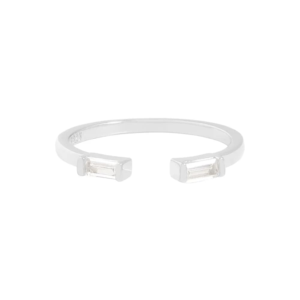 Baguette End Ring in Silver — Sterling silver
