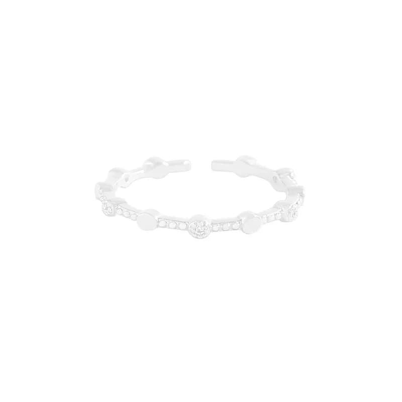 Beaded Circle Ring in White — Sterling silver