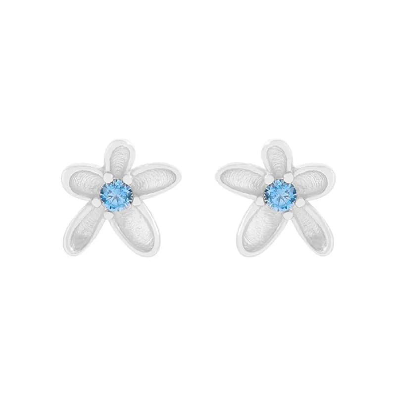 Five-Petal Flower Earrings in Silver — Sterling silver