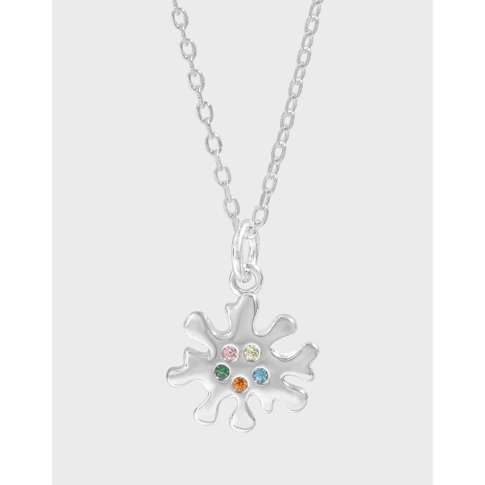 Sterling silver rainbow splash pendant on a thin chain