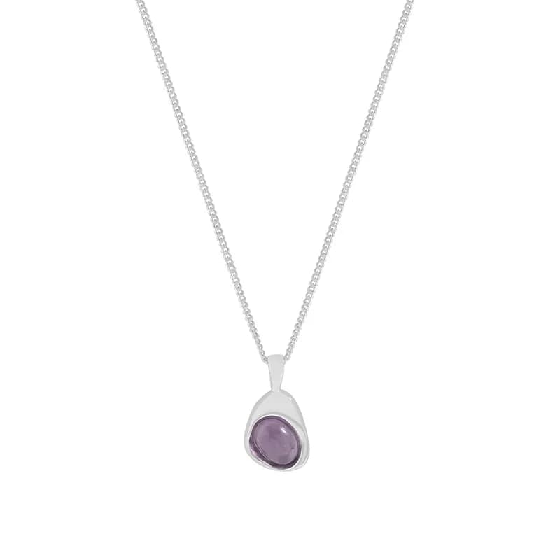 Amethyst Bezel Pendant in Purple — Sterling silver