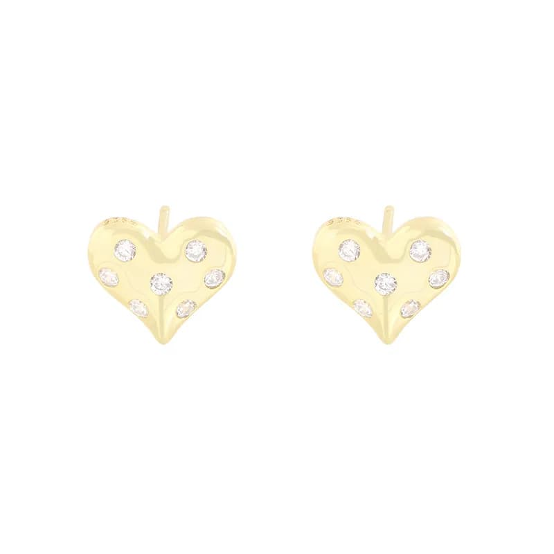 Heart Stud Earrings in Gold — Sterling silver