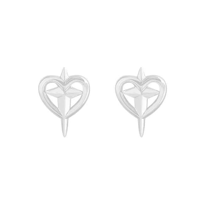 Heart Faceted Earrings in Silver — Sterling silver