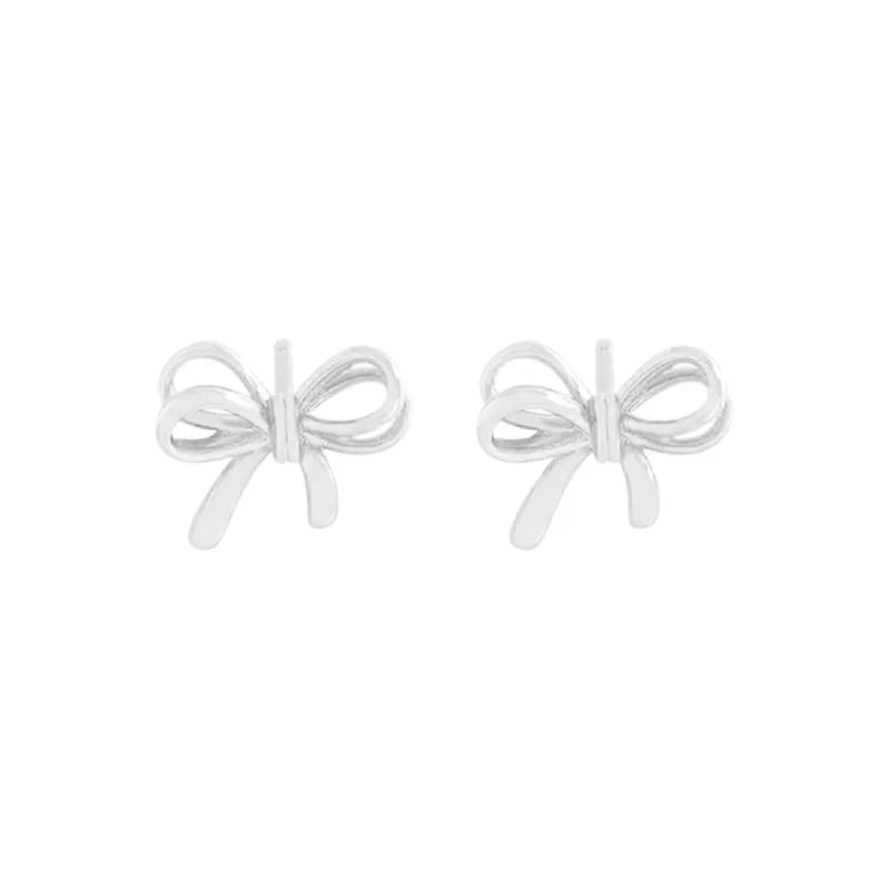 Bow Stud Earrings in Silver — Sterling silver