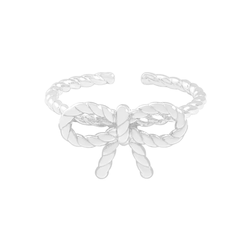 Rope Bow Ring in Silver — Sterling silver
