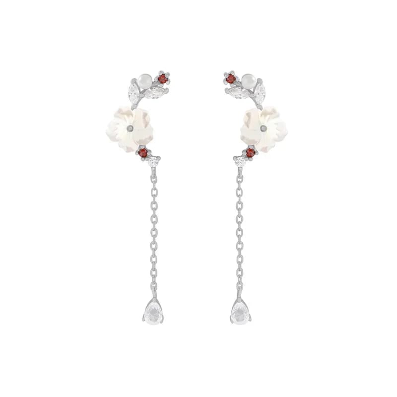 Petal Drop Earrings in Platinum — Sterling silver