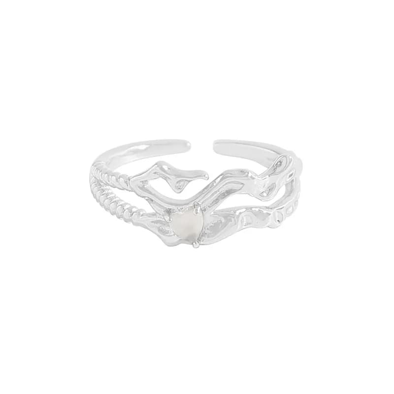 Heart Pearl Ring in Platinum — Sterling silver