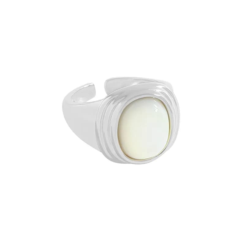 Oval Stone Ring in Platinum — Sterling silver
