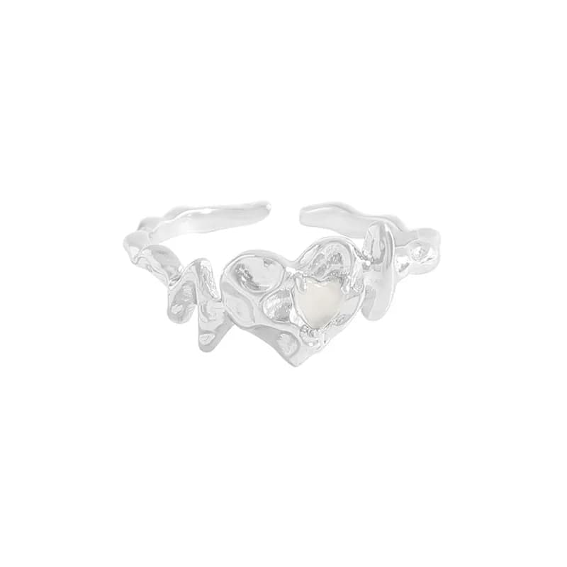 Heart Cluster Ring in Agate Style — Sterling silver