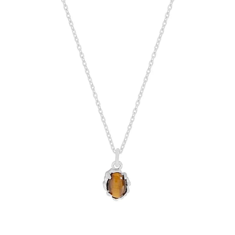 Tiger Eye Pendant in Platinum — Sterling silver
