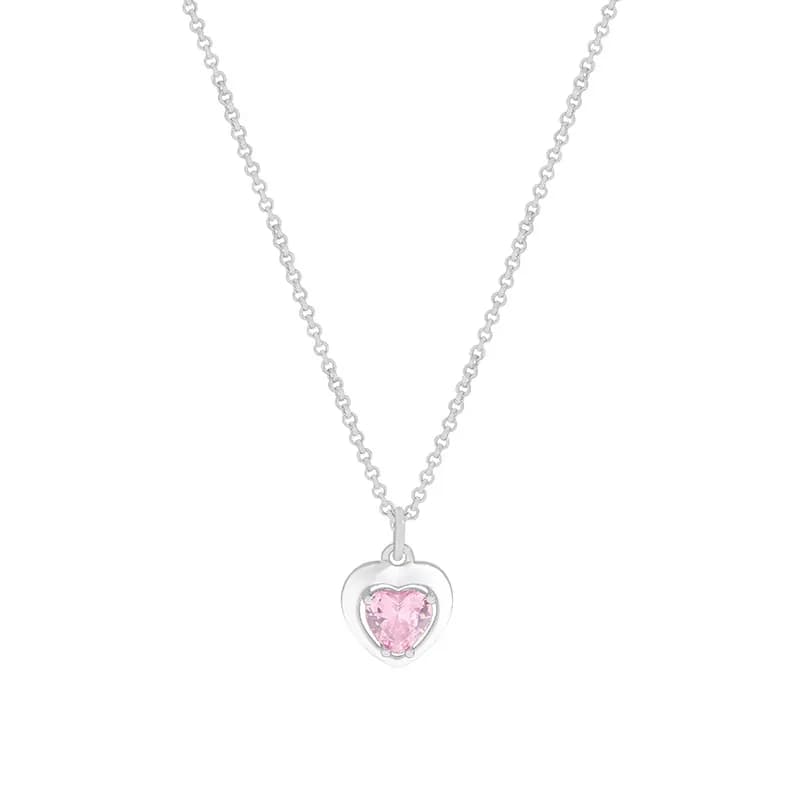 Pink Heart Pendant Necklace in Pink — Sterling silver