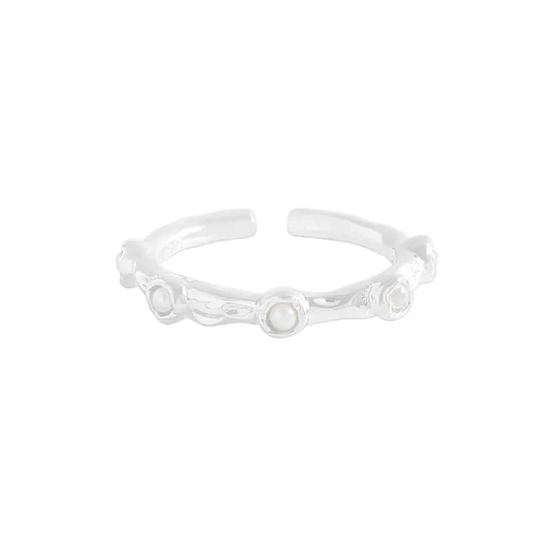 Pearl Bezel Ring in Silver — Sterling silver