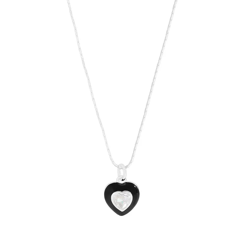 Enamel Heart Pendant Necklace in Silver — Sterling silver