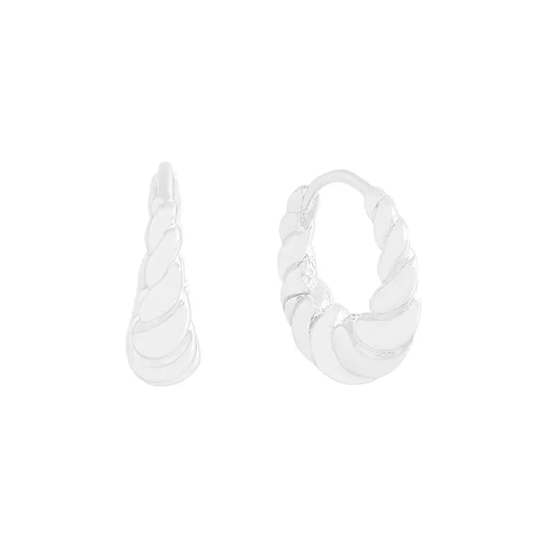 Twisted Rope Hoop Earrings in Silver — Sterling silver