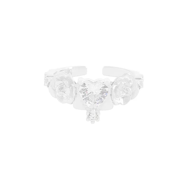 Heart Rose Ring in Silver — Sterling silver