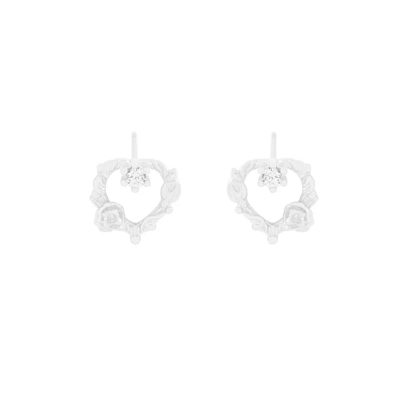 Heart Wreath Hoops Earrings in Silver — Sterling silver