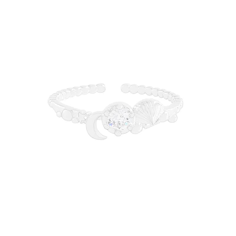 Moon Shell Ring in White — Sterling silver