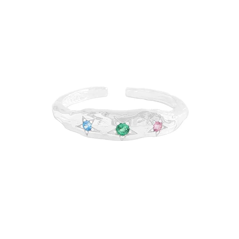 Star Stone Trio Ring in Silver — Sterling silver