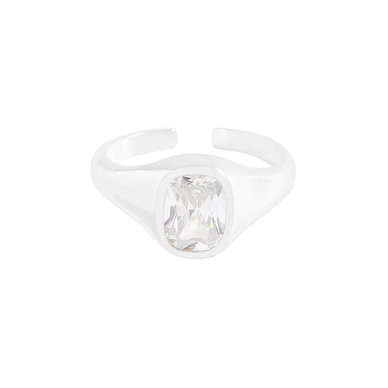 Cushion Bezel Ring in White Stone — Sterling silver