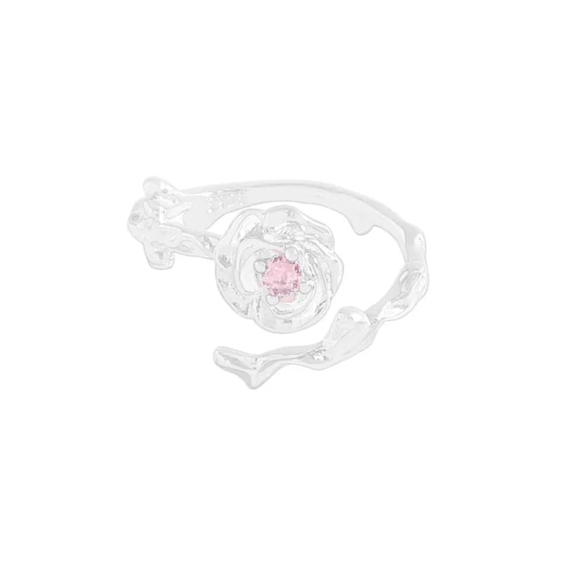 Rosette Swirl Gem Ring in Pink — Sterling silver