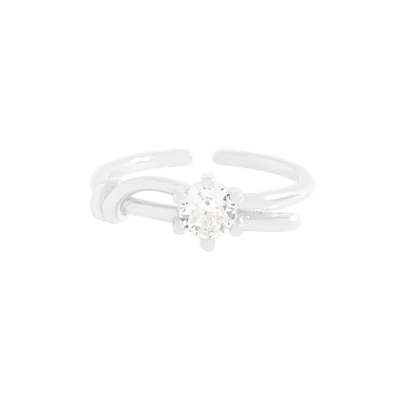 Split Band Solitaire Ring in Silver — Sterling silver