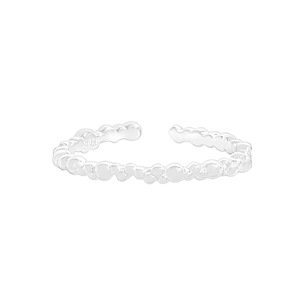 Beaded Disc Ring in Silver — Sterling silver